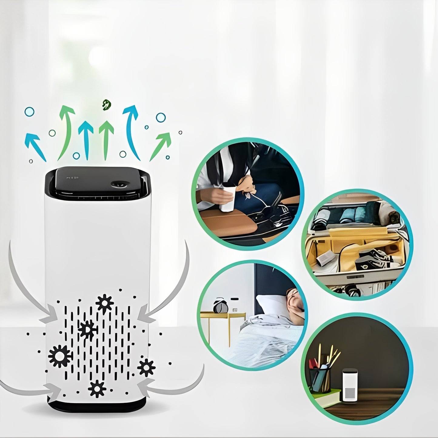 USB Compact Pet Air Cleaner Support with HEPA and Carbon Filter