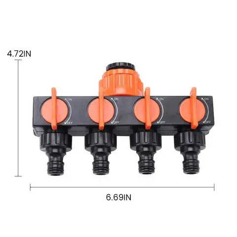 4 Way Garden Hose Splitter for Simultaneous Water Connection
