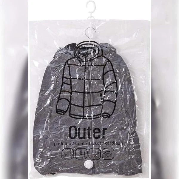 Space Saving Hanging Vacuum Seal Storage Bags, Set of 4 for Wardrobe Organization