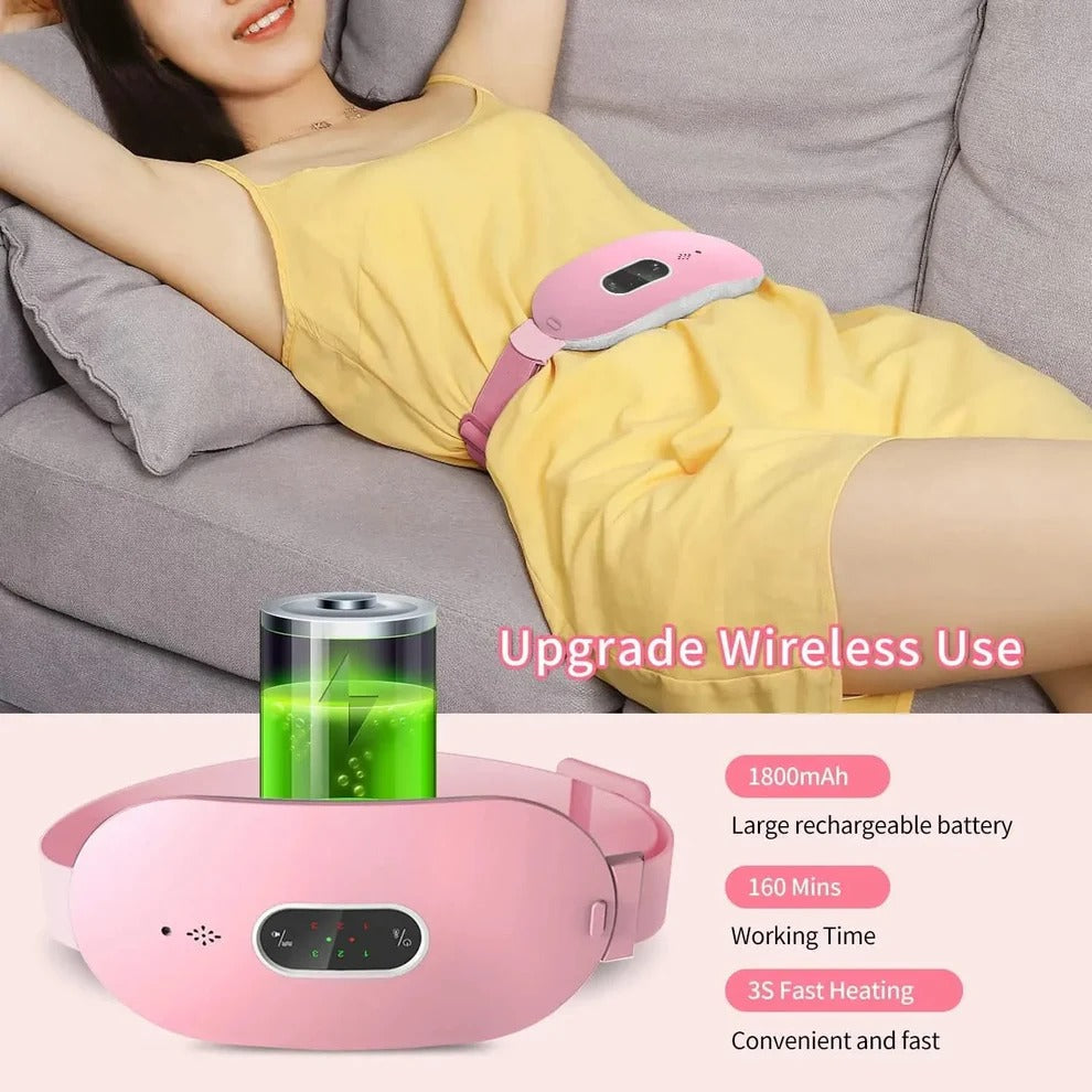 Wearable Menstrual Pain Relief Belt with Heated Vibration Massage for Abdomen
