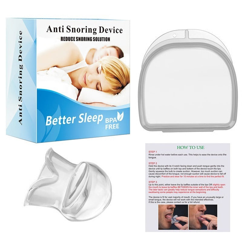 Tongue Stabilizing Anti-Snore Mouthpiece for Improved Airway and Sleep Quality