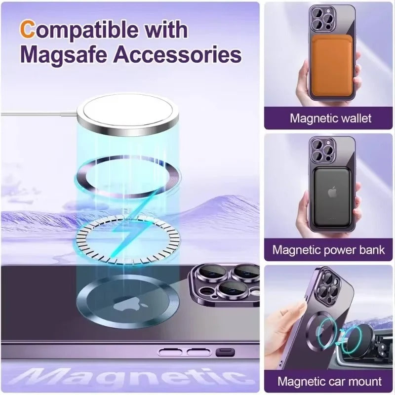 Electroplated Glitter iPhone Cover with MagSafe Compatibility and Slim Fit Design