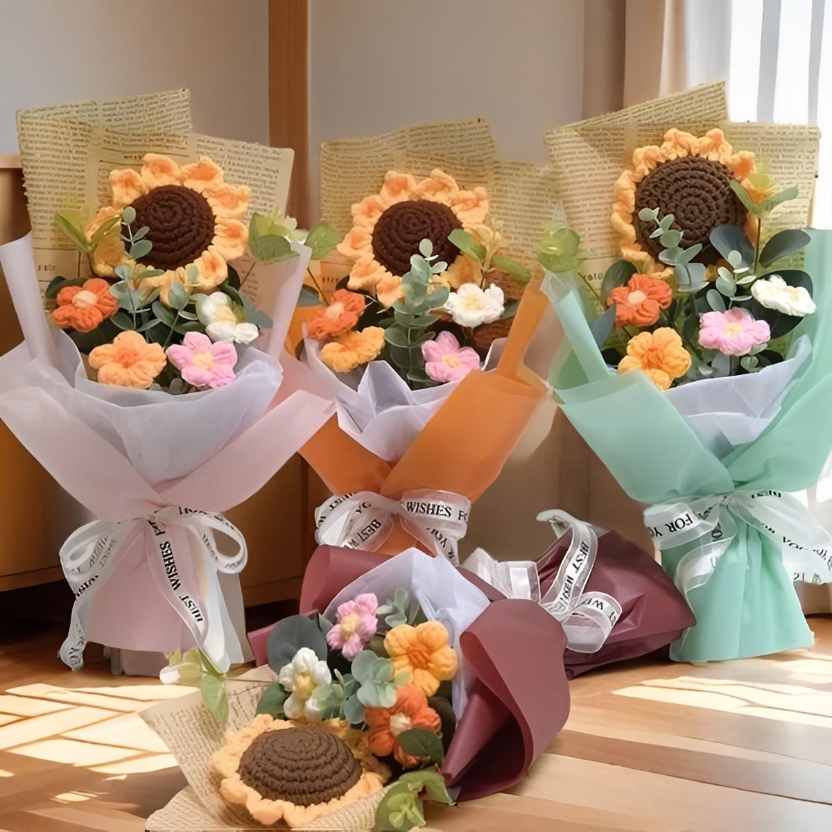 Handcrafted Crochet Sunflower and Daisy Bouquet for Gifting on Special Occasions