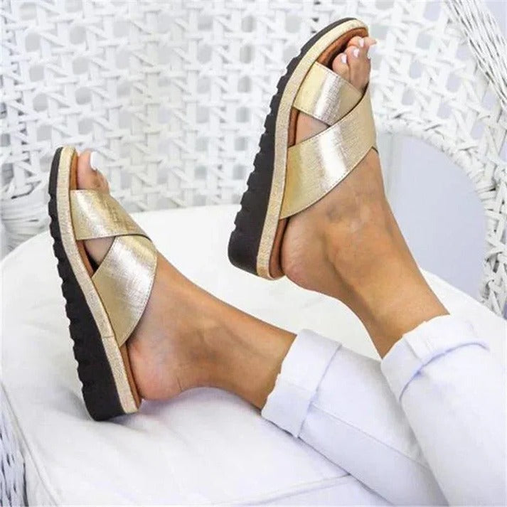 Open-Toe Platform Sandals with Stacked Mid-Height Heel for Women