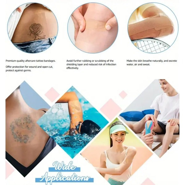 Transparent Waterproof PU Adhesive Bandages for Tattoo and Shower Protection Support