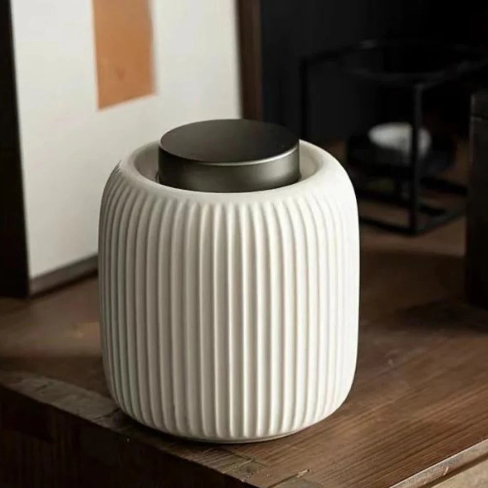 Ceramic Memorial Urn for Pet Ashes with Secure Lid
