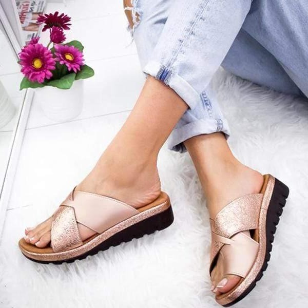 Open Toe Platform Sandals with Wide Fit for Extended Wear