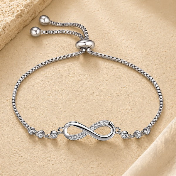 Infinity Symbol Bracelet with Adjustable Chain and Lobster Clasp