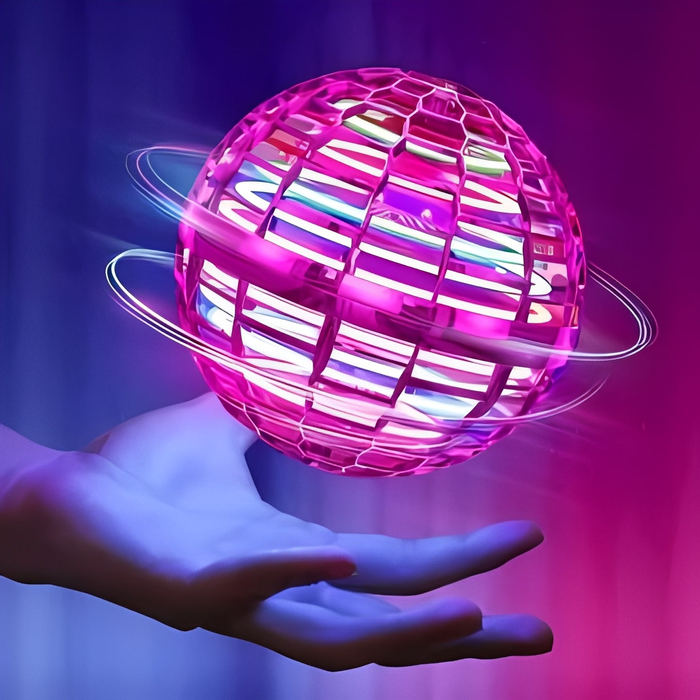 Motorized Flying Orb Spinner Toy with LED Lights and Sphere Design
