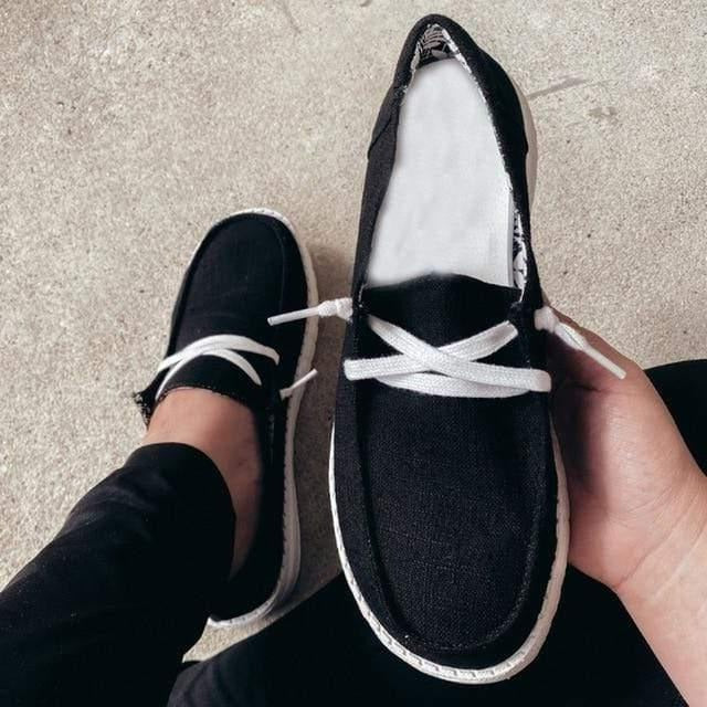 Stretch Canvas Loafers with Wide Fit and Cushioned Insole for Women