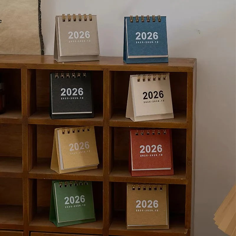 Mini Desktop Calendar 2026 with Standing Display for Office Use