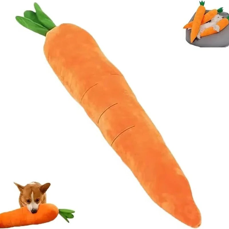 Oversized Plush Carrot Dog Toy with Sound for Puppies and Adult Dogs