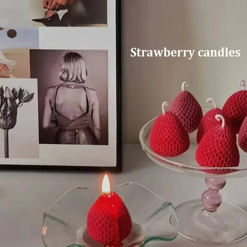 Strawberry Soy Wax Candle for Home Decor and Gifting Use