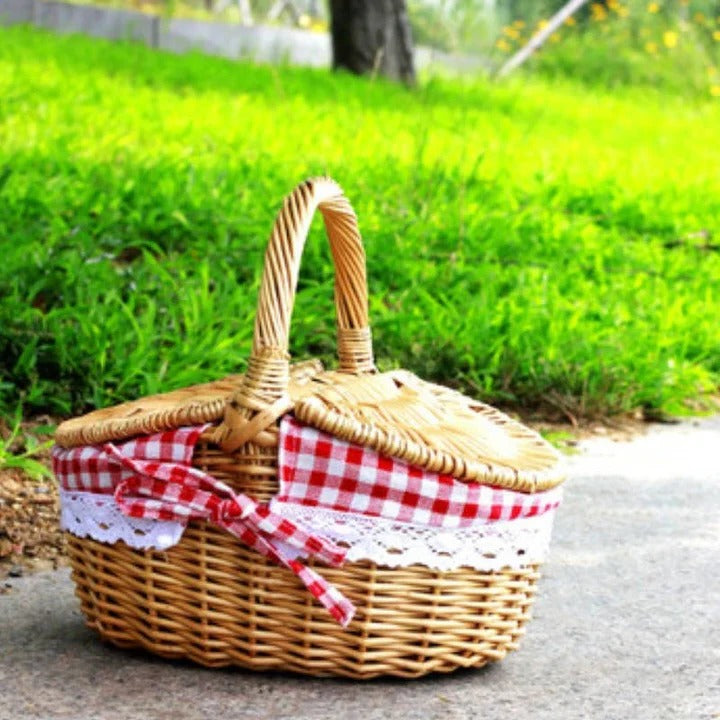 Willow Picnic Basket with Carry Handles and Machine Washable Liner