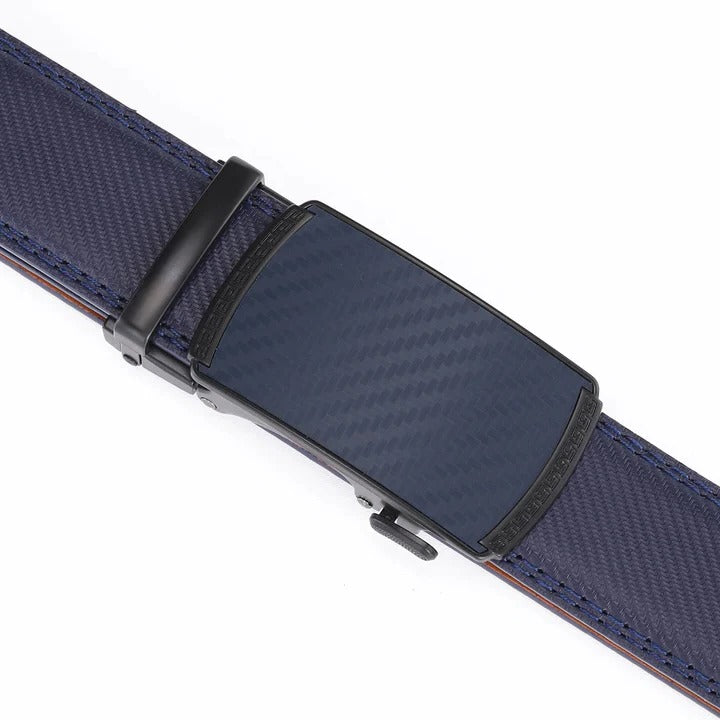Sliding Buckle Leather Belt with No Hole Adjustable Strap for Men