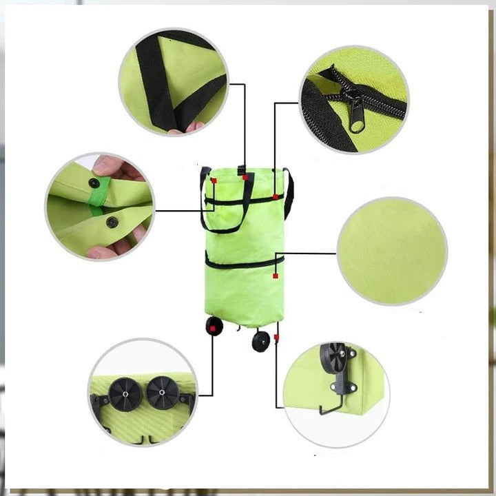 Foldable Shopping Cart Bag with Rolling Wheels