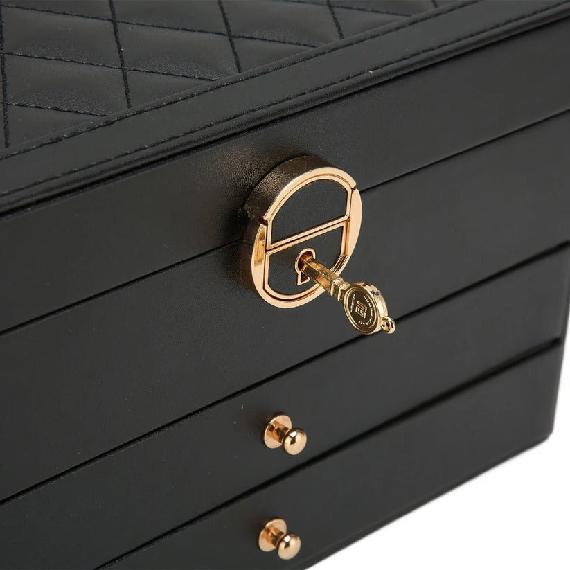Tiered Jewelry Organizer Box with Multi-Compartment Display Storage