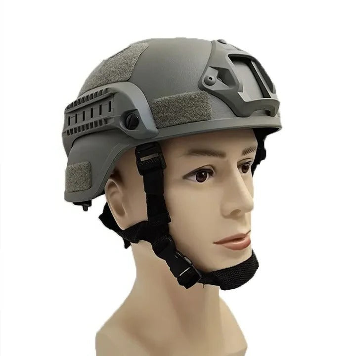 Outdoor Helmet with Tactical Style and Adjustable Strap and Accessory Rails