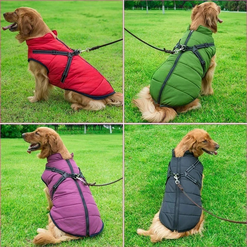 Waterproof Winter Dog Coat with Integrated Harness for Outdoor Use