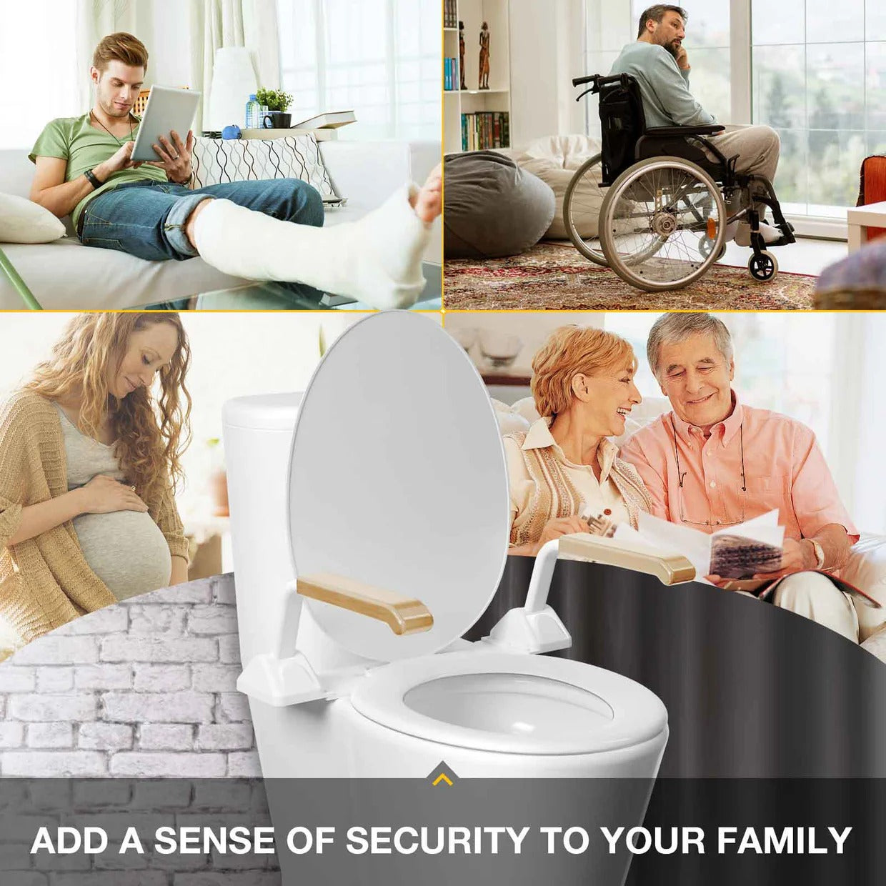 Adjustable Toilet Safety Rail with Support Handles