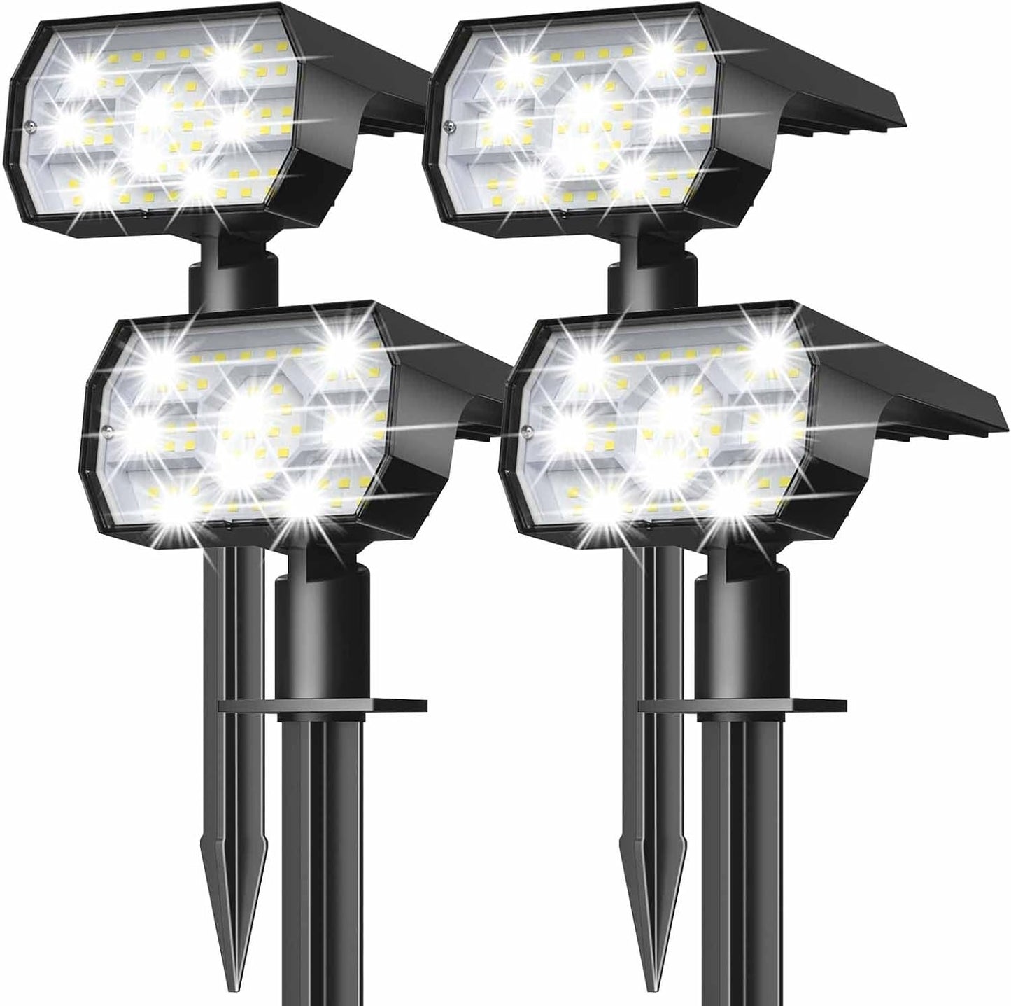 Outdoor Solar Spotlights with 56 LEDs and 3 Brightness Modes, Set of 4