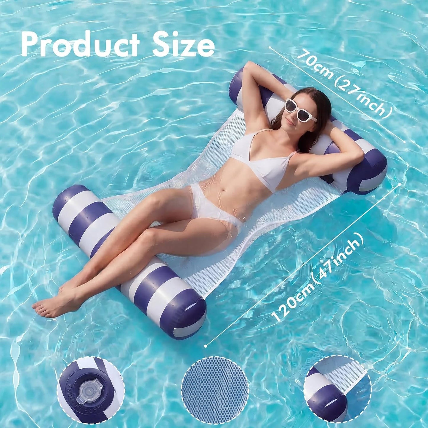Adult Pool Floats with 4 in 1 Water Hammock Lounge Design, 4 Pack