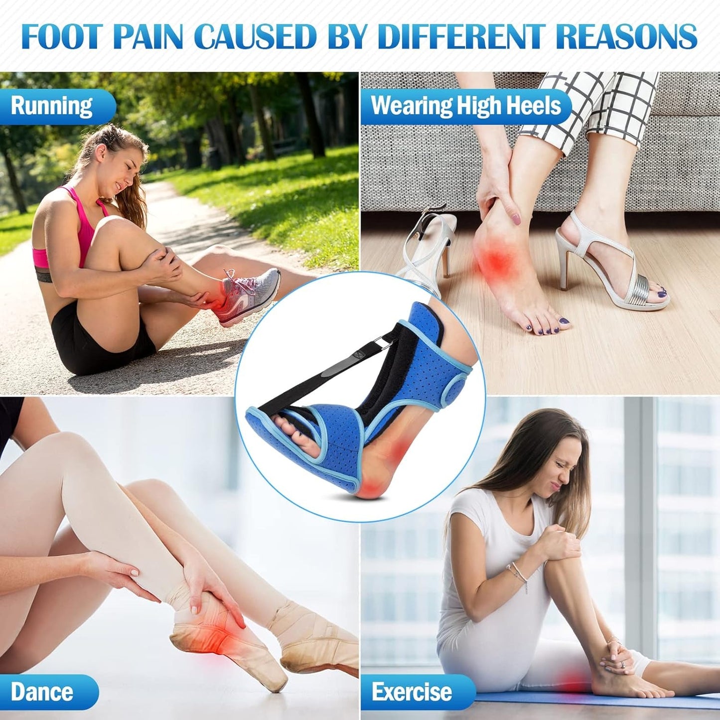 Foot Night Splint with Aluminum Bar for Plantar Fasciitis Support