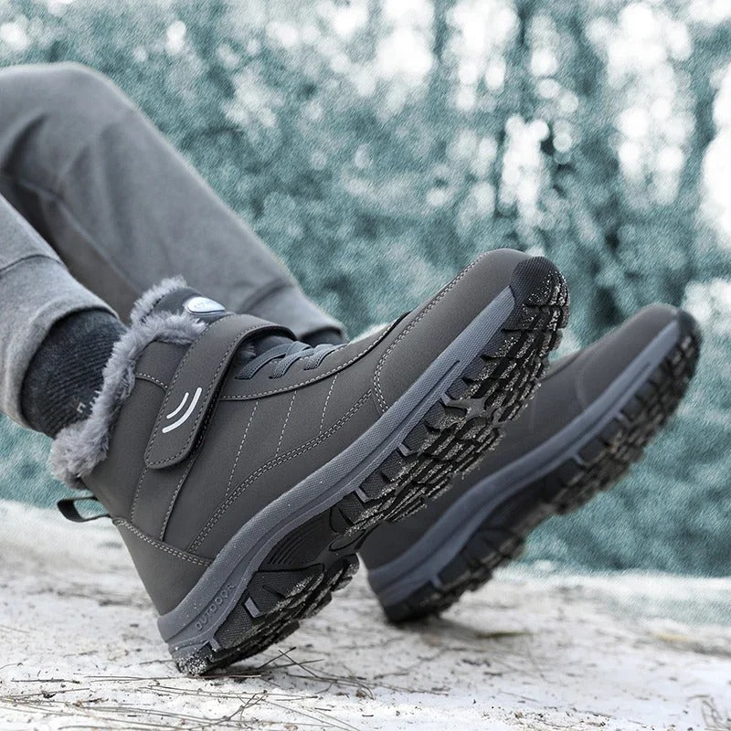 Women's Ankle High Snow Boots with Grip Tread and Plush Lining, Slip-On Design