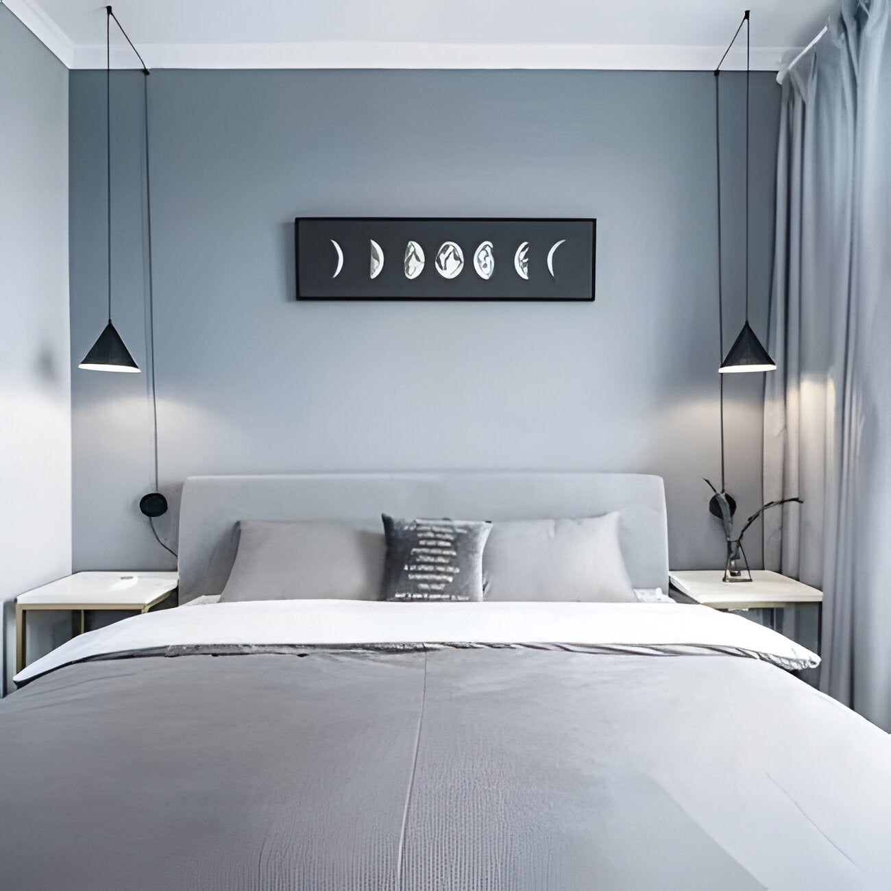 Modern Black Pendant Lamp, Minimalist Metal Hanging Light