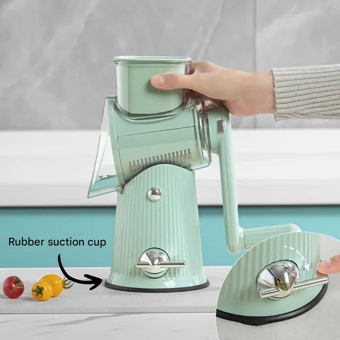 Vegetable Grater with Push Handle and Food Holder, Compact Storage