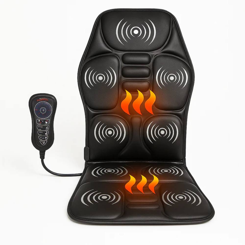 Heated Massage Seat Cushion with Remote Control, Vibration and Heat for Back, Neck and Hips, 5 Massage Zones