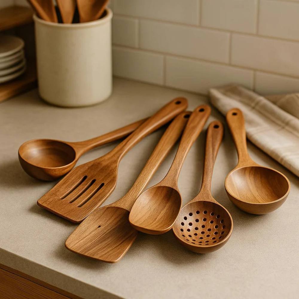 Acacia Wood Kitchen Utensil Set, Natural Stylish and Durable