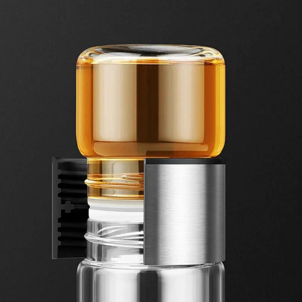 Transparent Portable Insulated Glass Bottle with Tea Filter for Healthy Drinks