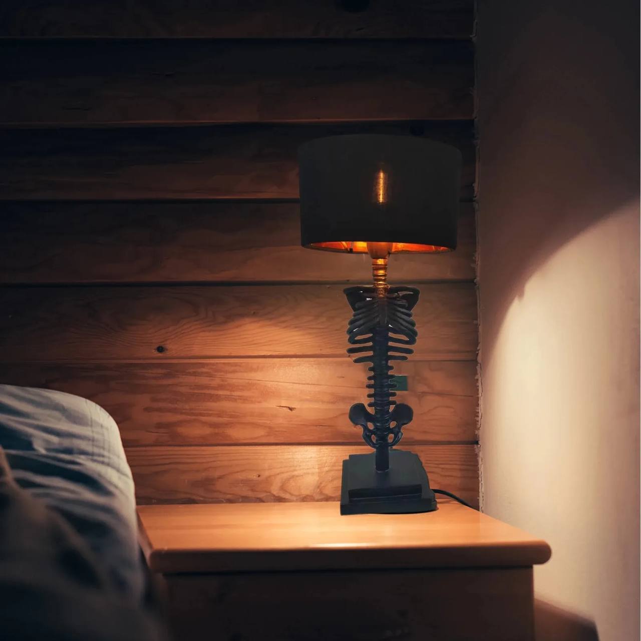Gothic Skeleton Table Lamp, Handcrafted Artistic Design