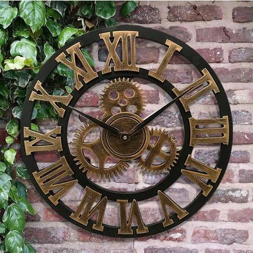 Industrial Wall Clock with Vintage Mechanical Design