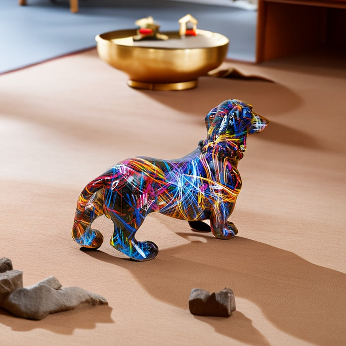 Colorful Dachshund Dachshund Figurine for Shelves, Tables and Home Display