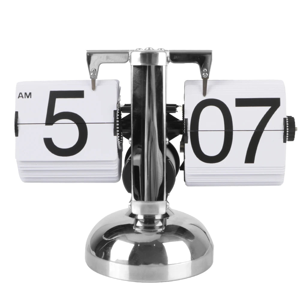 Flip Card Desk Clock with Silent Quartz Movement and Large Numbers