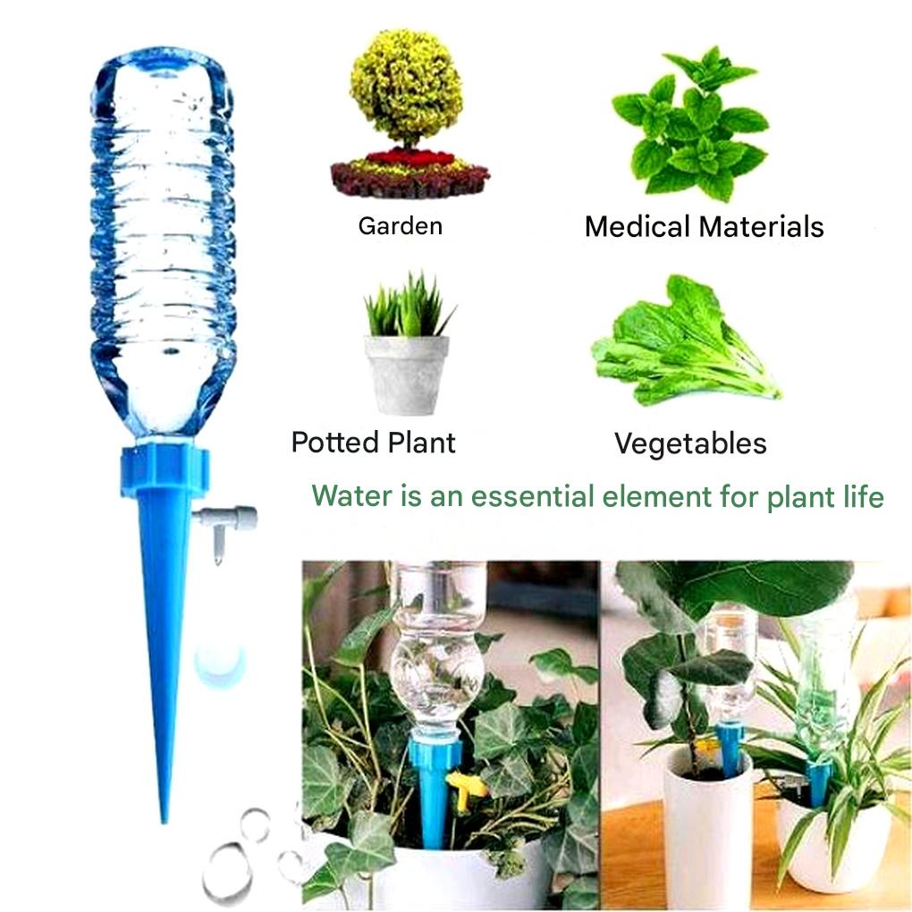 Plant Watering Spikes with Adjustable Flow Control and Bottle Adapter, 12-Pack