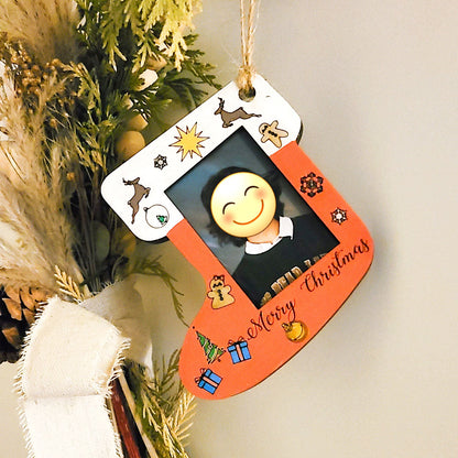 Photo Stocking Ornament in Wood That Comes as a Do It Yourself Paint Kit or as a Painted Piece