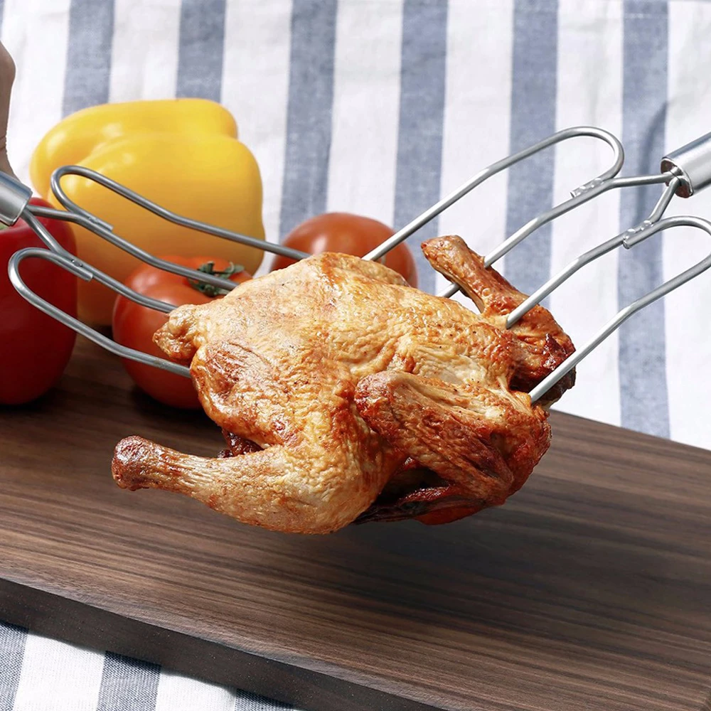 Meat Lifting Claws with 4 Steel Prongs and Stainless Grip for Turkey and BBQ