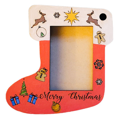 Photo Stocking Ornament in Wood That Comes as a Do It Yourself Paint Kit or as a Painted Piece
