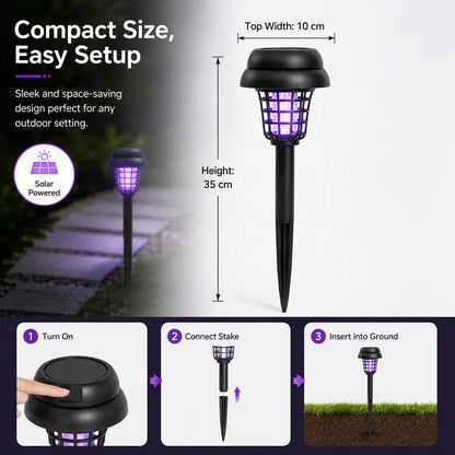 Solar Bug Zapper with Automatic Dusk Sensor and Dual Mode, Ground Stake Installation All Vera Mart