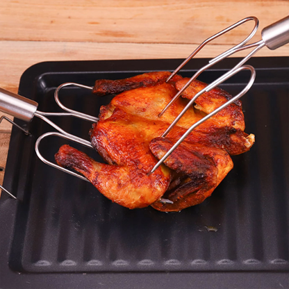 Meat Lifting Claws with 4 Steel Prongs and Stainless Grip for Turkey and BBQ