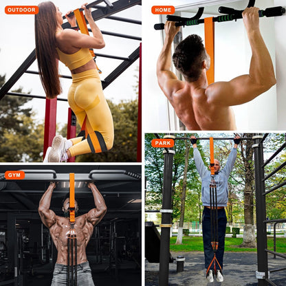 Pull Up Assist Band with Double Foot Loops and Adjustable Straps