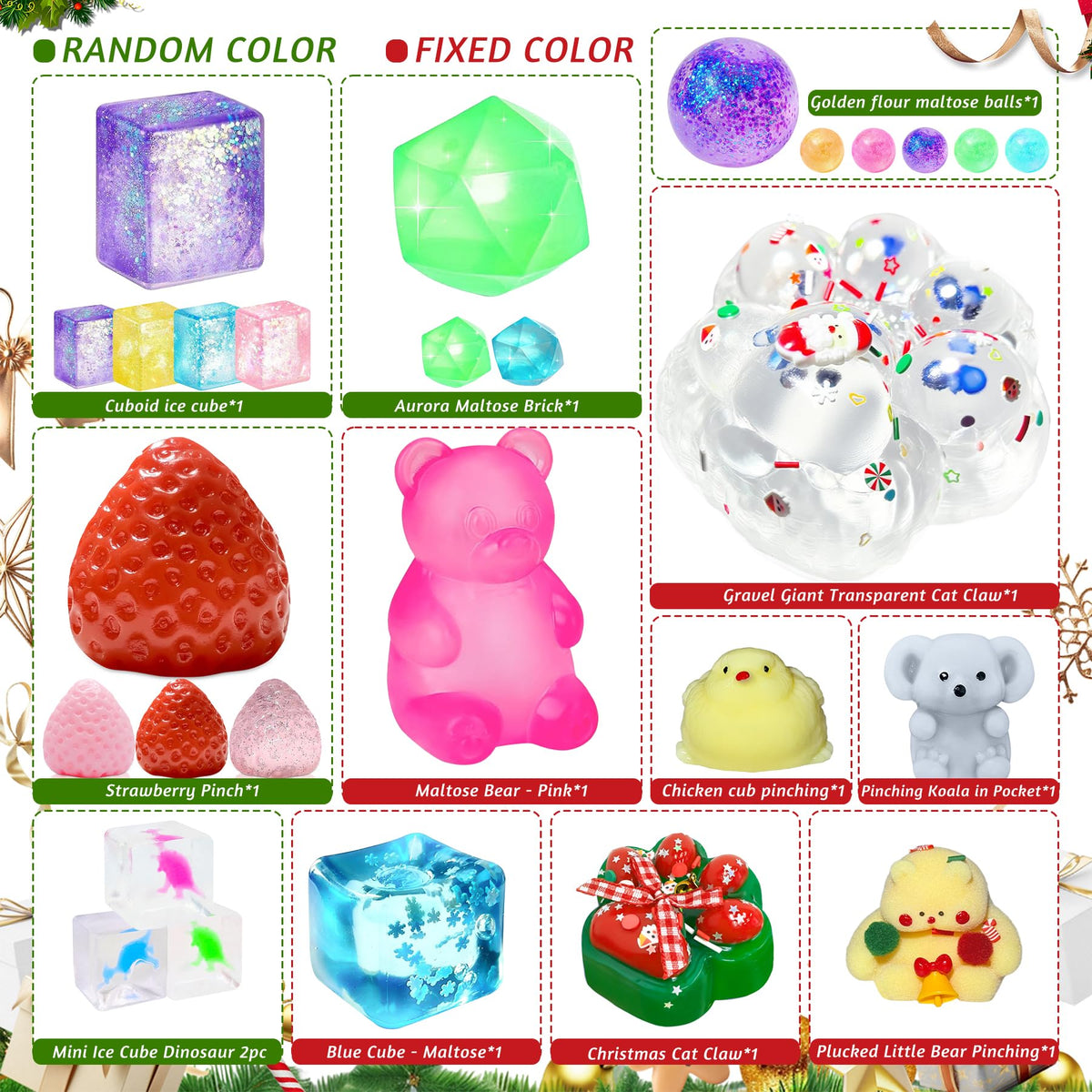Santa Box Christmas Countdown with 24 Different Soft Squishy Toys That Opens to a Wide Display
