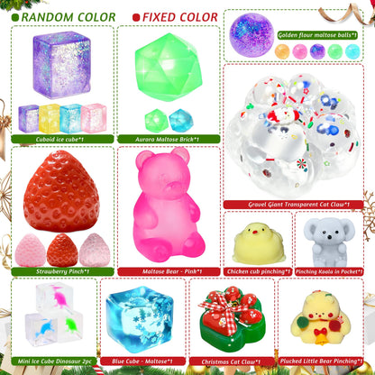 Santa Box Christmas Countdown with 24 Different Soft Squishy Toys That Opens to a Wide Display