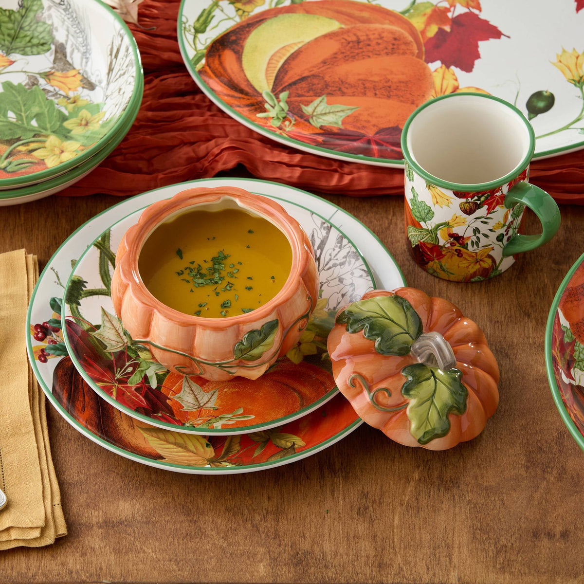 Harvest Soup Bowls with Pumpkin Lids and 24 Ounce Capacity Set of 2 for Cozy Meals