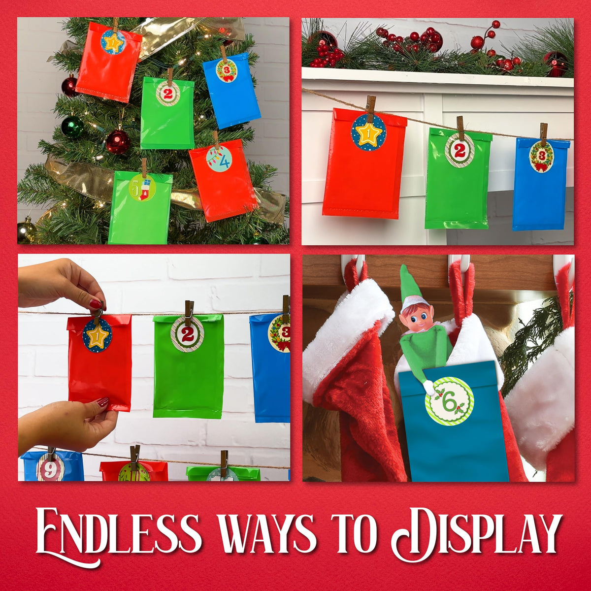 Christmas Countdown Craft Set of 25 Bags with Diamond Art, Paint by Number and Ornament Projects for All Ages