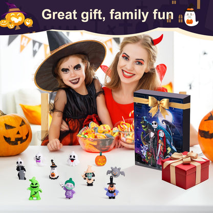 Countdown Gift Box with 24 Small Plastic Holiday Figures in a Red, Black or Blue Box