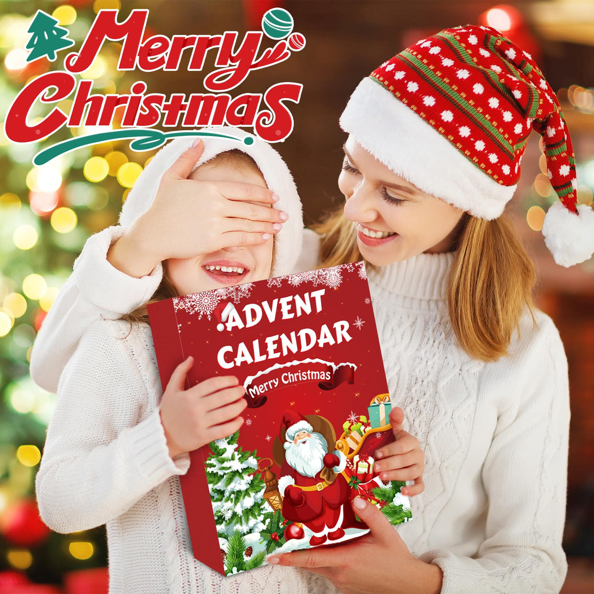 Santa Box Christmas Countdown with 24 Different Soft Squishy Toys That Opens to a Wide Display